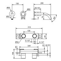 Современный смеситель для раковины Fantini Nice S011SB схема 1