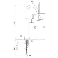 Смеситель для раковины Fantini Cafe 1806WF с высоким изливом схема 1