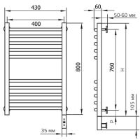 схема электрического полотенцесушителя AOS Elegance 800x430