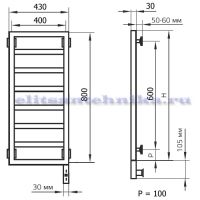 схема полотенцесушителя AOS Subway E 800x430