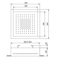 Верхний душ Fantini Acquafit K002 квадратной формы 30х30 схема 1