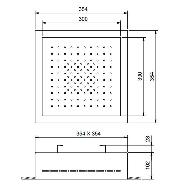 Верхний душ Fantini Acquafit K002 квадратной формы 30х30 схема 1