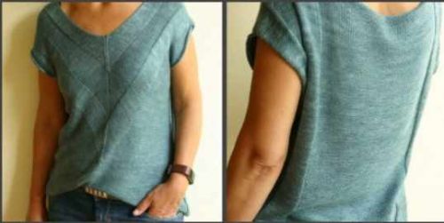 [Вязание] Вязаный топ Jushi с рукавами «японка» (Клауди Айзенколб)