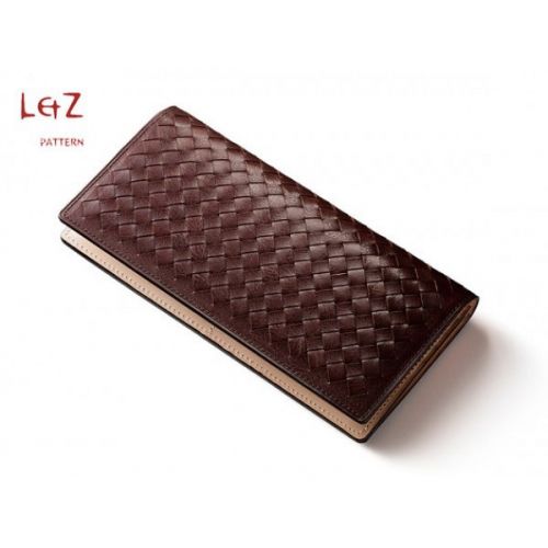 Кожаный длинный кошелек с плетеной обложкой, модель CCD-21 (LetZ pattern)
