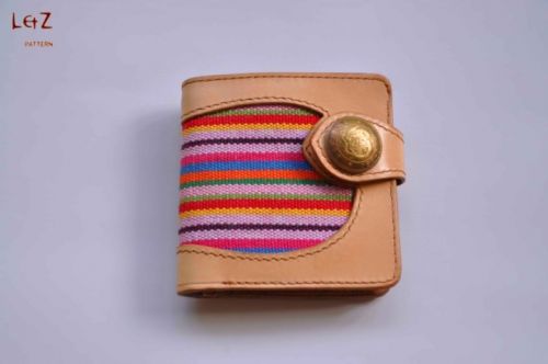 Кожаный кошелек со вставкой из ткани - модель CDD-16 (LetZ pattern)