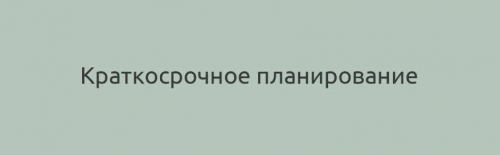 Краткосрочное планирование (Наталия Шафранова)