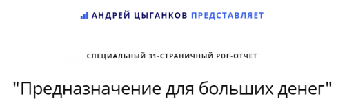 Предназначение для больших денег (Андрей Цыганков)