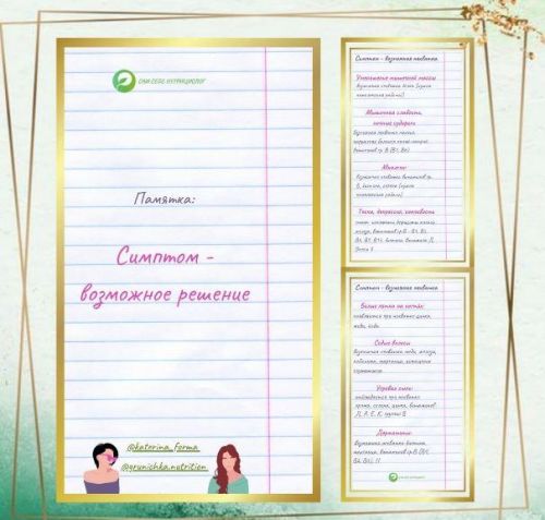 Памятка Симптом - возможное решение (Катерина Форма)