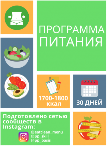 Программа питания 1700-1800 ккал [eatclean_menu]