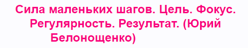 Сила маленьких шагов. Цель. Фокус. Регулярность. Результат. (Юрий Белонощенко)