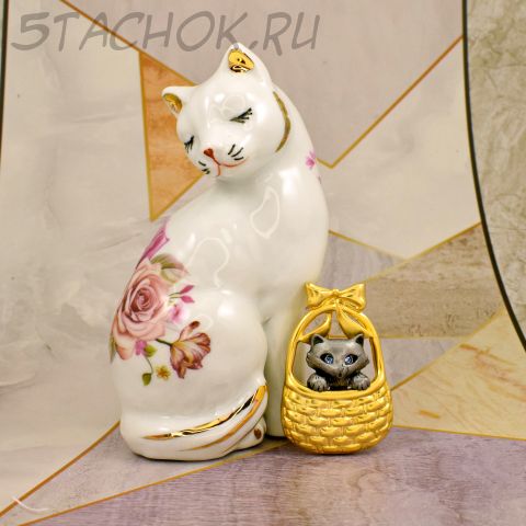Брошь "Голубоглазый котенок в корзинке" (Danecraft США)