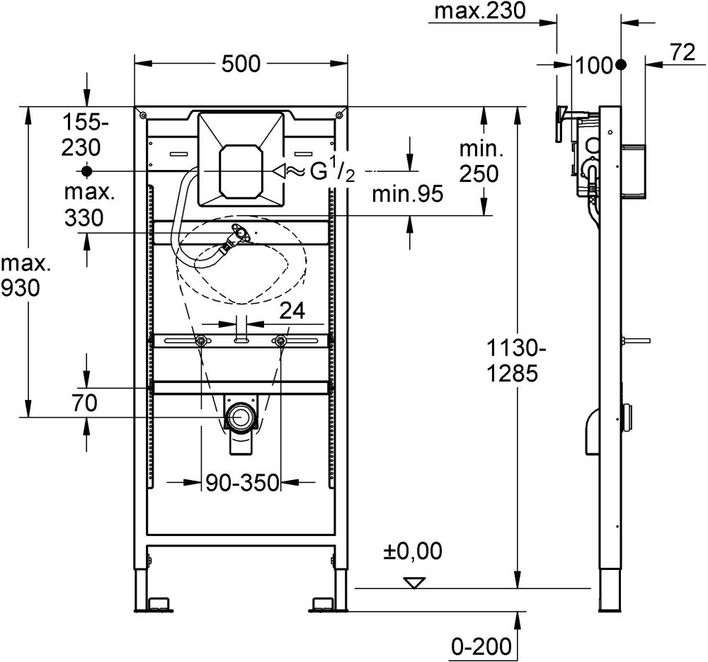 Модуль инсталляции для писсуара Grohe Rapid SL 38803 (38514) схема 1