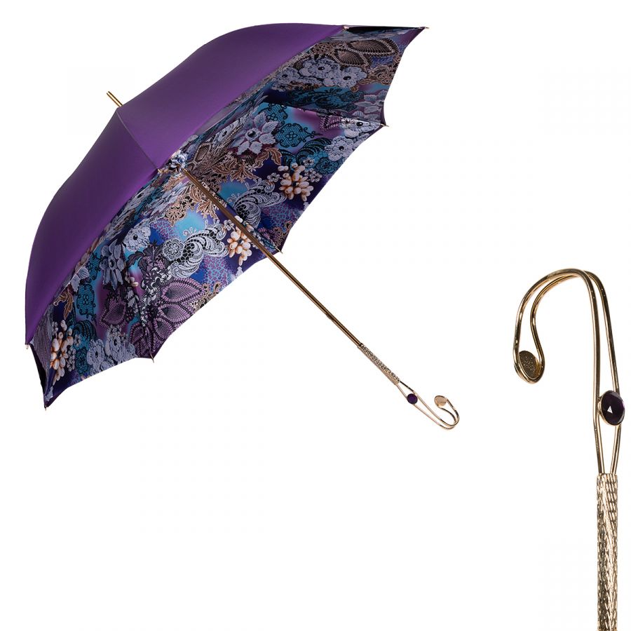 Зонт-трость Pasotti Vialato Novita Viola Duo Oro
