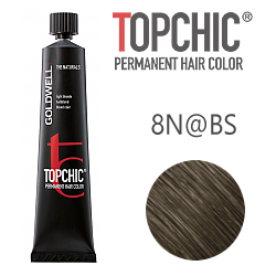 Goldwell Topchic 8N@BS - Стойкая краска для волос Светлый блонд с бежево-серебристым сиянием 60 мл