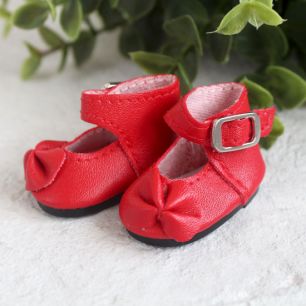 Обувь для кукол - Сандалии высокие с бантиком красные, 4 см.