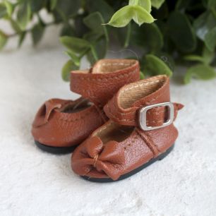 Обувь для кукол - Сандалии высокие с бантиком коричневые, 4 см.