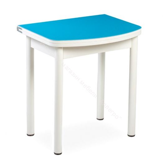 Стол раскладной "СПГ-02" СТ2 (Синее стекло/Опоры белые)