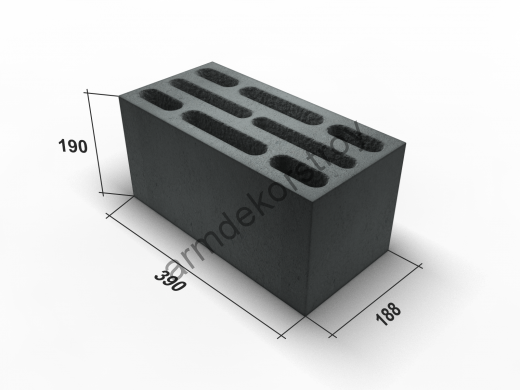 БЛОК ПЕСКОЦЕМЕНТНЫЙ 390х190х188  8-МИ ЩЕЛЕВОЙ