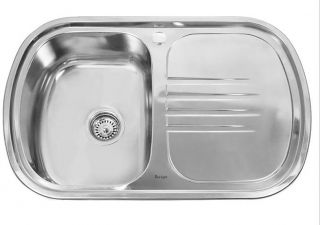 мойка для кухни врезная из нержавеющей стали 77х49 см. SINKLIGHT N 7749 L 0.8/180 1P левая полированная