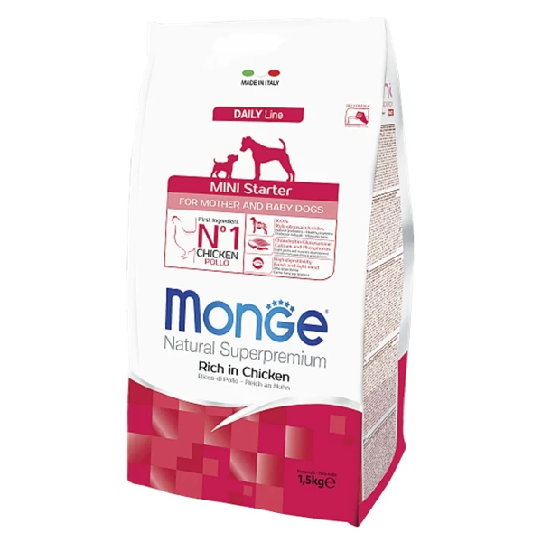 Сухой корм для щенков мелких пород Monge Daily Line Mini Starter с курицей 1.5 кг