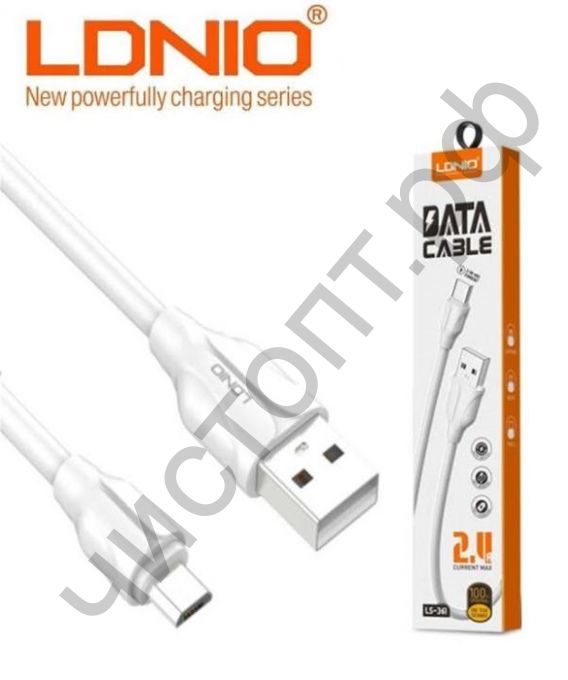 Кабель USB 2.0 Aм (П)- microUSB (П) LDNIO LS361 1m 2.4 медь: 86 жил White