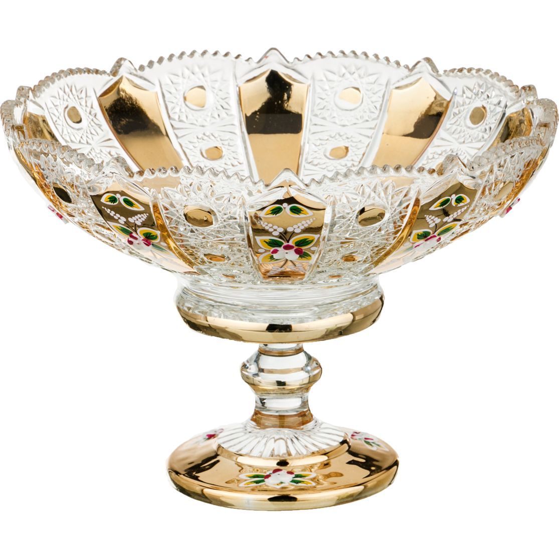 ФРУКТОВНИЦА НА НОЖКЕ "LEFARD GOLD GLASS" ДИАМЕТР=25 СМ. ВЫСОТА=17 СМ.