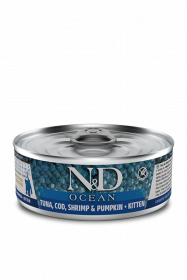 N&D CAT OCEAN COD, SHRIMP&PUMPKIN Kitten (Треска с Креветками и Тыквой для котят) 80г.