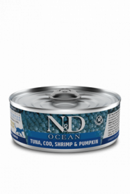 N&D CAT OCEAN COD, SHRIMP&PUMPKIN (Треска с Креветками и Тыквой для кошек) 80г.