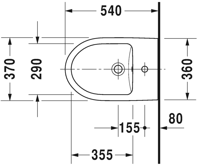 Биде Duravit подвесное DuraStyle 227915 схема 1