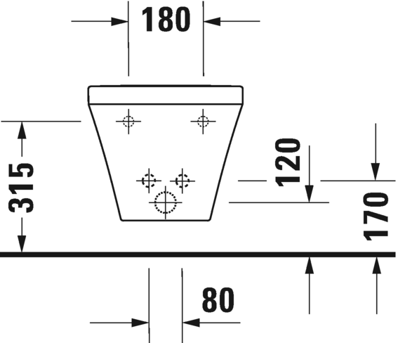 Биде Duravit подвесное DuraStyle 228615 схема 3