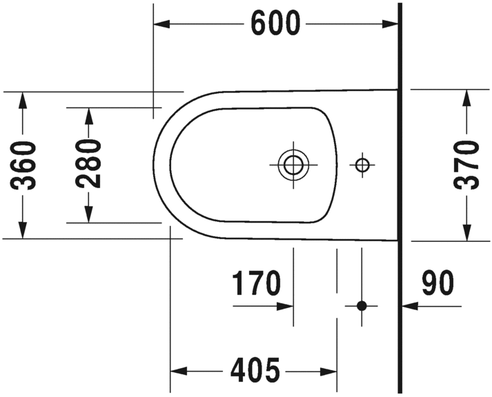 Биде Duravit напольное ME by Starck 228910 схема 1