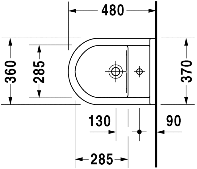 Биде Duravit подвесное Starck 3 228115 схема 1