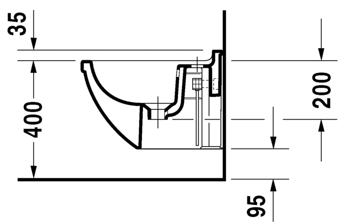 Биде Duravit подвесное Starck 3 228115 схема 2