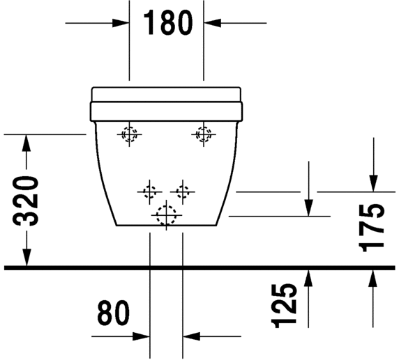 Биде Duravit подвесное Starck 3 228115 схема 3