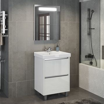 Тумба-умывальник Comforty  Дублин-60 белый глянец с раковиной COMFORTY 8056