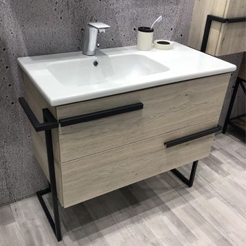 Тумба-умывальник Comforty  Дюссельдорф-90 дуб дымчатый с рак. COMFORTY 9090EL