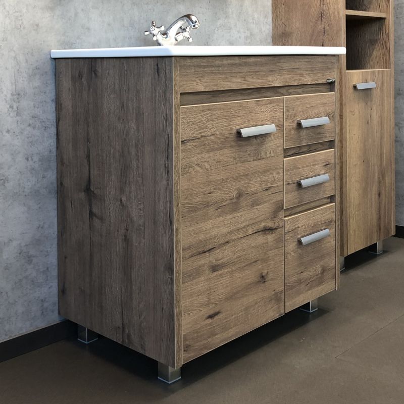 Тумба-умывальник Comforty  Марио-60 дуб дымчатый с раковиной Quadro 60