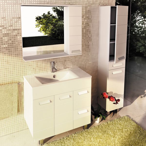 Тумба-умывальник Comforty  Модена М-90 белая матовая  с раковиной Quadro 90