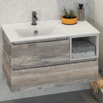 Тумба-умывальник Comforty  Турин-90L дуб бежевый с раковиной COMFORTY 9090EL