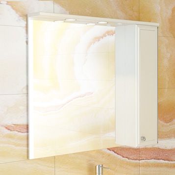 Зеркало-шкаф Comforty Сочи-85 белый глянец
