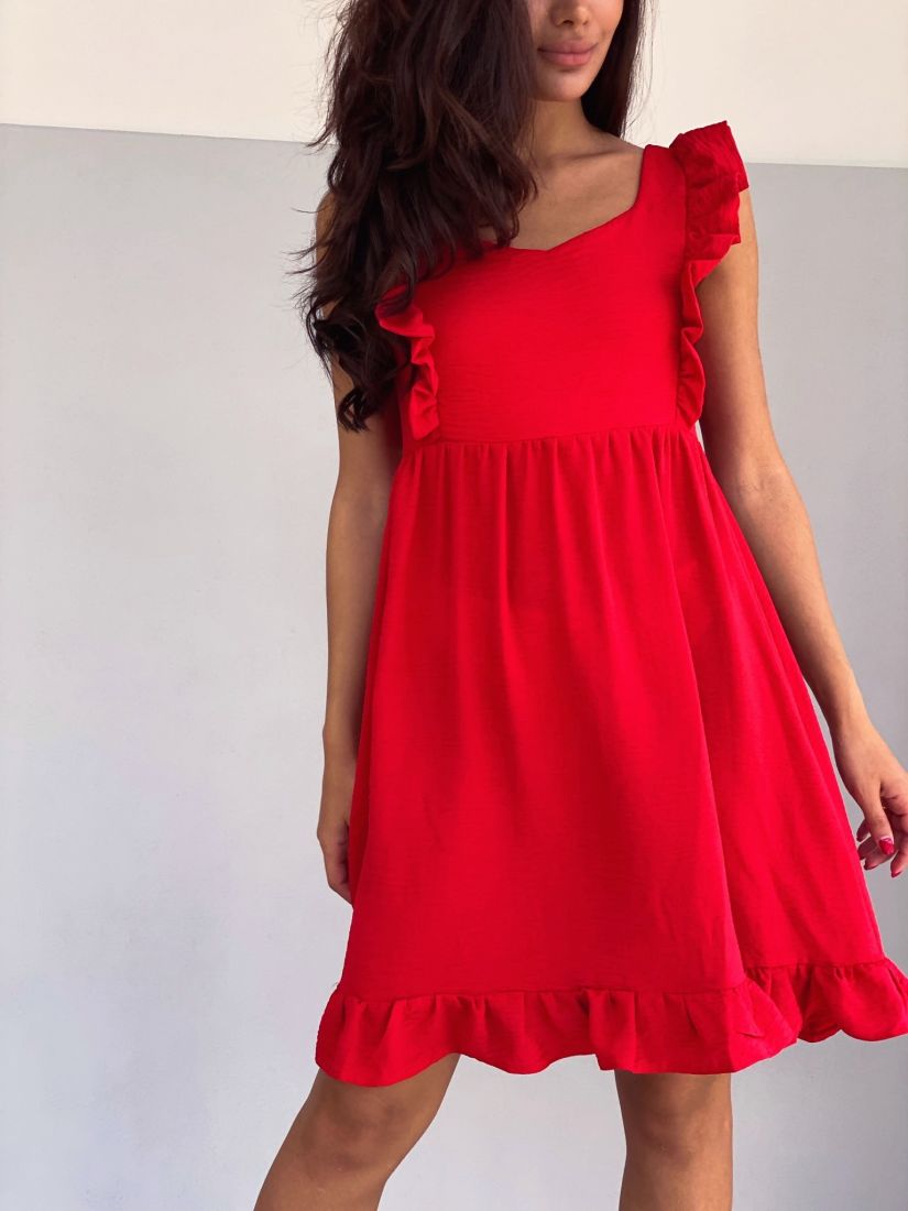 4299 Платье красное в стиле babydoll