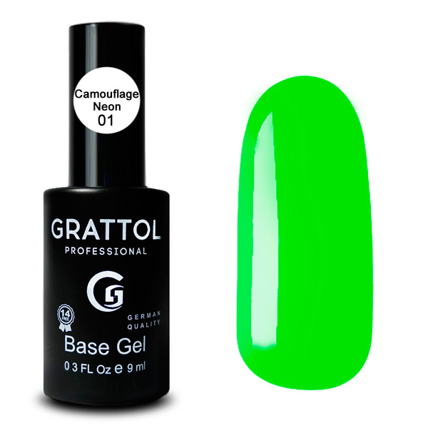 БАЗА КАУЧУКОВАЯ ДЛЯ ГЕЛЬ-ЛАКА GRATTOL RUBBER BASE NEON 01, 9 МЛ
