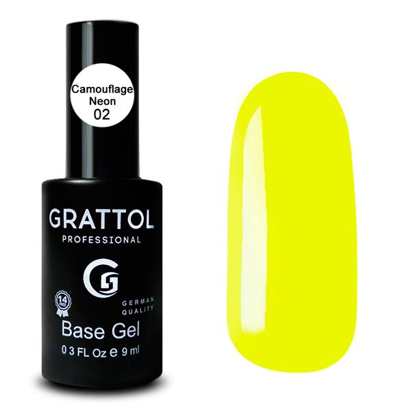 БАЗА КАУЧУКОВАЯ ДЛЯ ГЕЛЬ-ЛАКА GRATTOL RUBBER BASE NEON 02, 9 МЛ