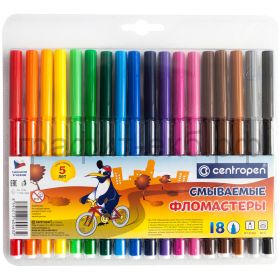 Фломастеры 18цв.Centropen Washable смываемые 7 7790 1885