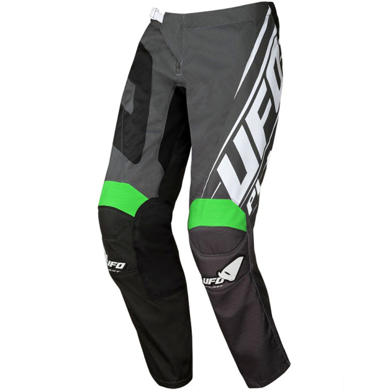 UFO Vanadium Pants Black/Neon Green штаны для мотокросса и эндуро, черно-серые