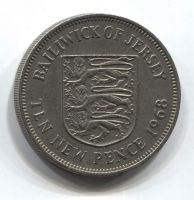 10 пенсов 1968 Джерси
