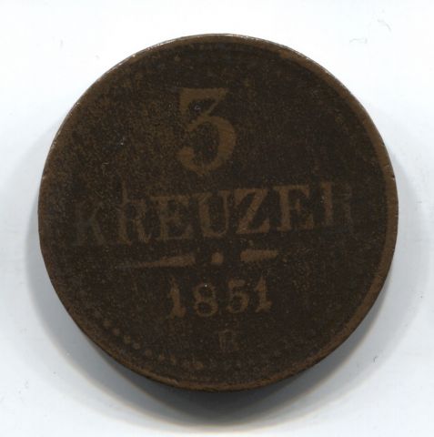 3 крейцера 1851 Австрия