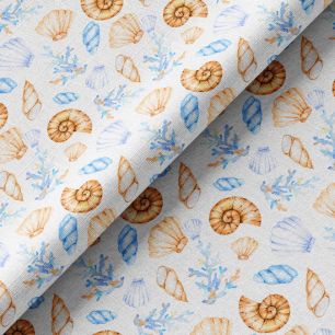 Хлопок Перкаль - Ракушки на белом 50х37 limit