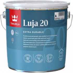 Краска для Стен и Потолков Tikkurila Luja 20 0.9л Полуматовая, Моющаяся с Противоплесневыми Компонентами / Тиккурила Луя 20