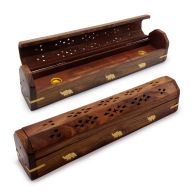 Подставка под благовония Пенал из дерева шишам (темная) 31 см